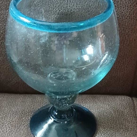 Blue Handblown Glass Goblet - Picture 4 of 8